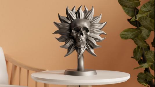 Skull Bloom Sculpture - Unique Gothic Art