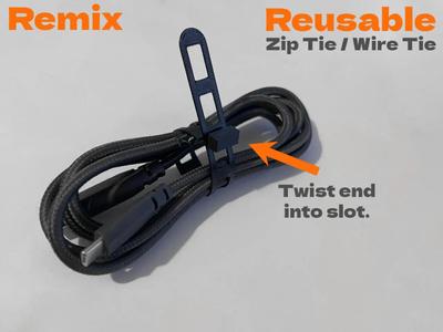 Reusable Cable Tie / Zip Tie - Easy to use - Rounded End (Remix)   