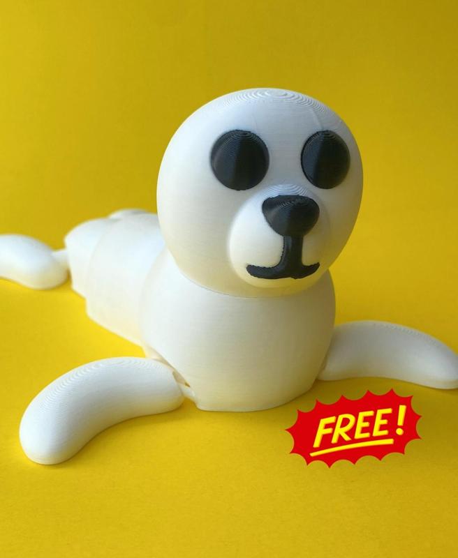 Flexi Seal, Cute Articulated Animal Toy Multicolor 3MF, Singlecolor STL