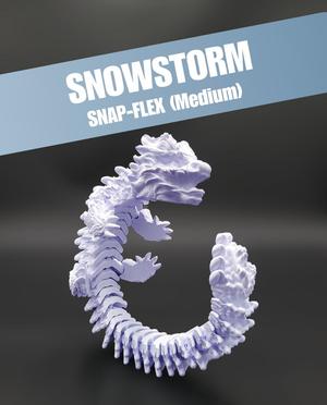 Snowstorm, Winter Dragon - Articulated Dragon Snap-Flex Fidget (Medium Tightness Joints)