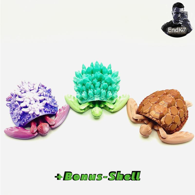 Cute Articulated Turtles #1 - Three Models - Swappable Shell - Print in Place - No Supports