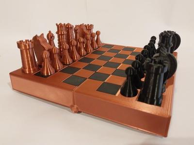 Chess set with folding board box
