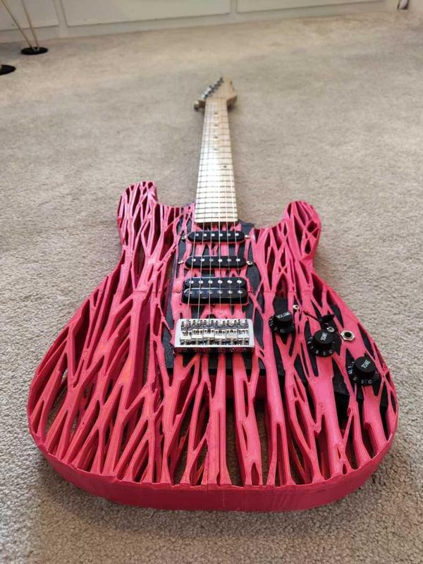 3D Printed Guitar - Strat Style Organic Design - Full Size Playable