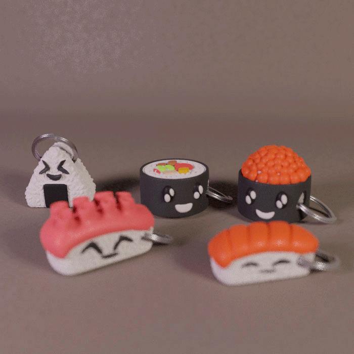 Happy sushis and nigiris keychains Collection  (Print-in-place, no supports needed)