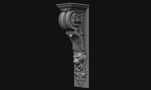 Lion Corbel bracket architectural 3d print model