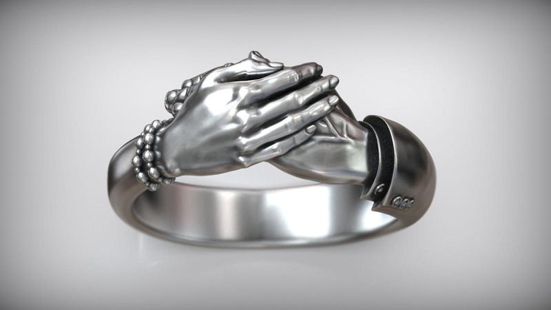 Hug Hands Men and Women Hugging Finger Ring