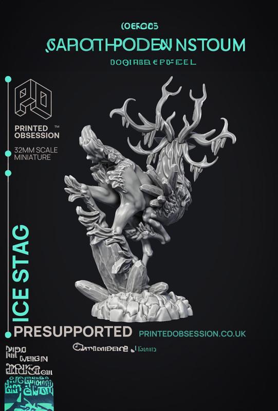 Ice Stag - Elemental Creature - PRE SUPPORTED - D&D - 32mm scale 