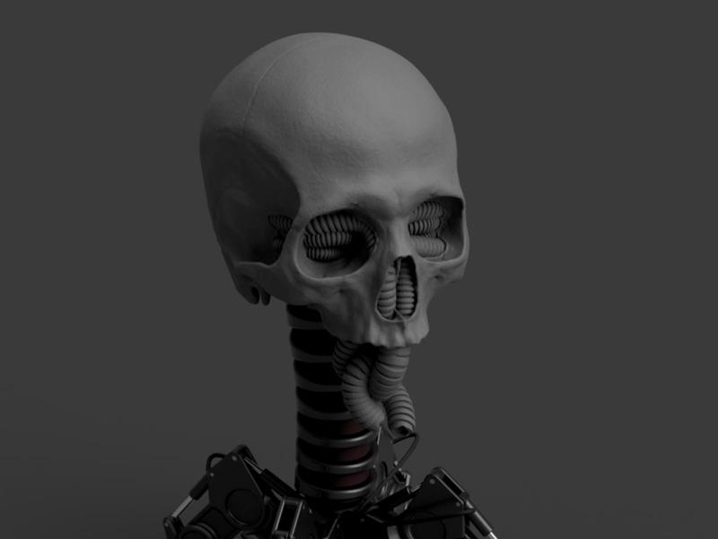 Biomechanical Skull "Headphone Stand"