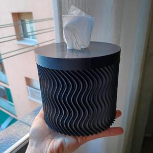 Tissue box with twist lock lid