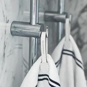 Towel loop clips icon set white   