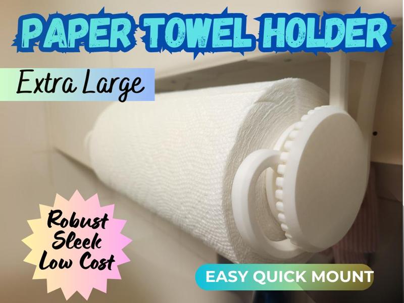 Paper Towel Holder - Extra Large + Easy/Fast Mount