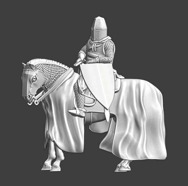 Medieval crusader knight, mounted and relaxed