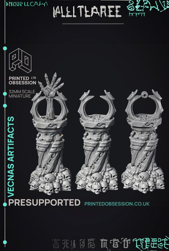 Vecna's Artifacts - 3 Models Undead Scenery - PRESUPPORTED - 32mm scale 