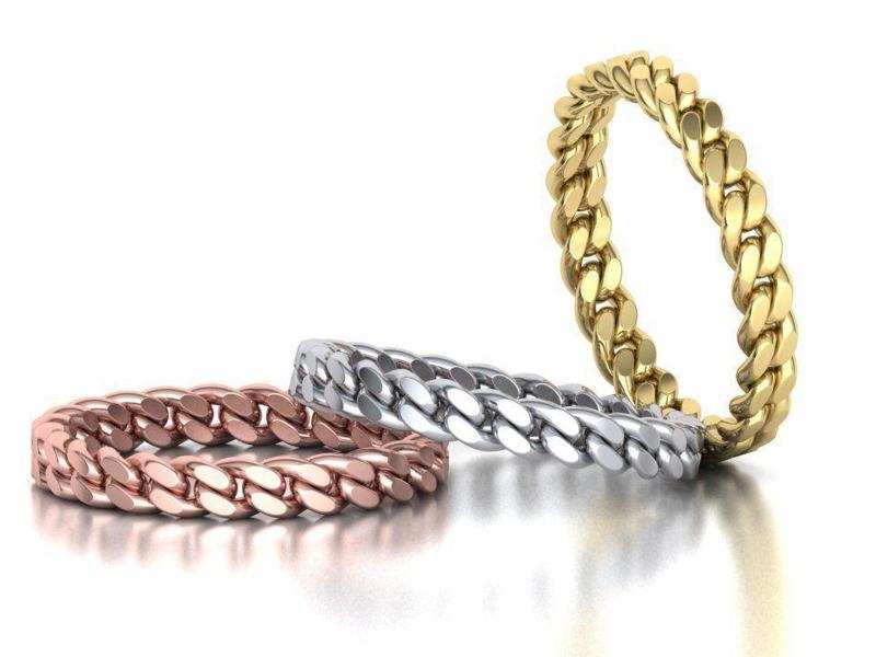 Miami Cuban Link Chain Ring Stackble Ring
