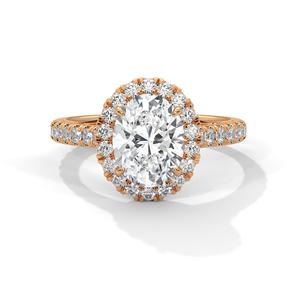 Oval Halo Solitaire ring with 360 view animation