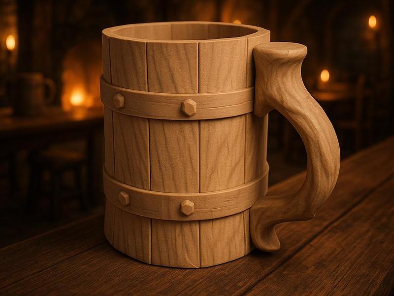 Medieval beer mug - wood look