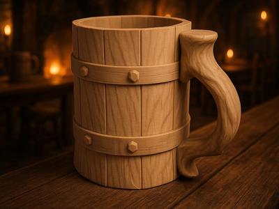 Medieval beer mug - wood look