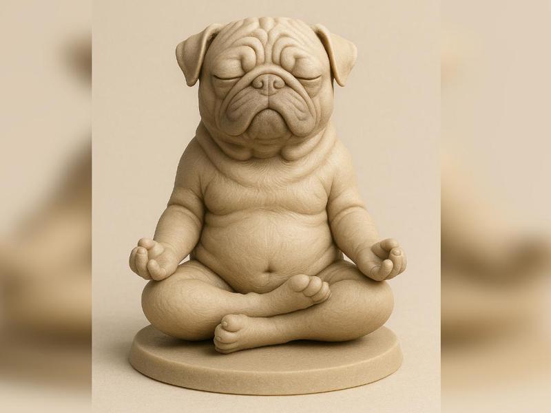 Meditating pug model, free for commercial use