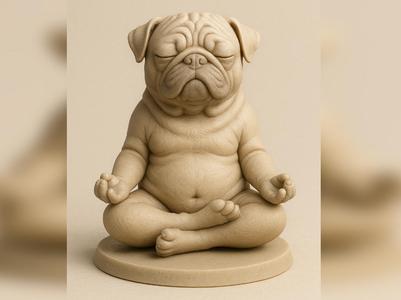 Meditating pug model, free for commercial use