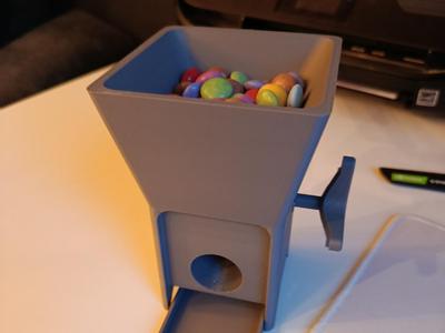 Candy dispenser for M&Ms, Smarties, etc. with tray
