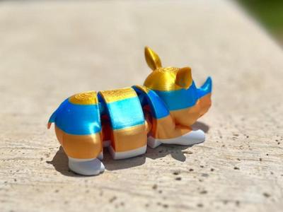One-Piece Articulated Rhino , flexi keychain