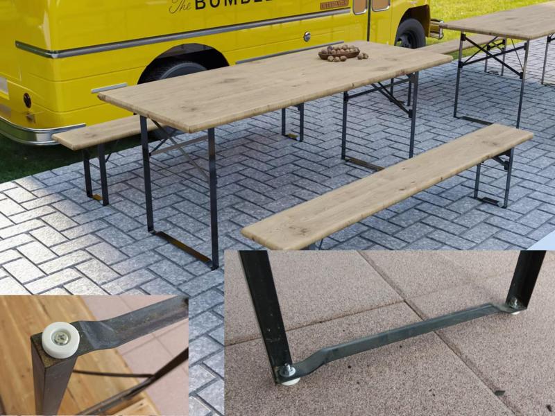 Rubber pads for outdoor wooden folding beer table