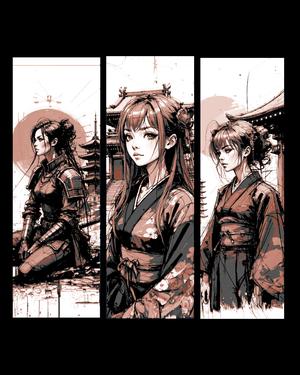 Sketches of beautiful women living in the orient - set of bookmarks