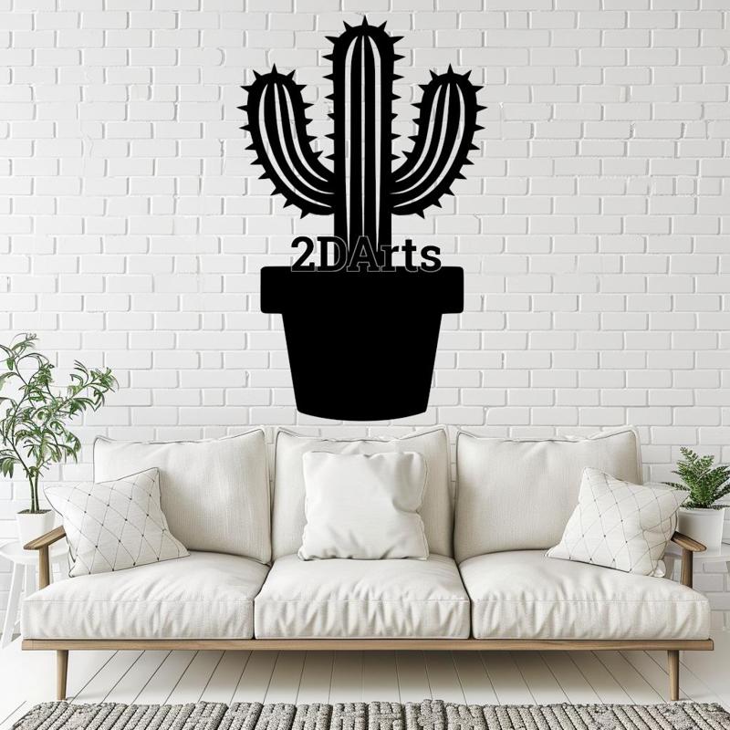 Cactus 2D Wall Art/Window Art STL & SVG File for 3D Printing and Laser Cutting