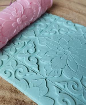 Floral Tile Texture Roller for Polymer Clay | Seamless & Realistic Impressions
