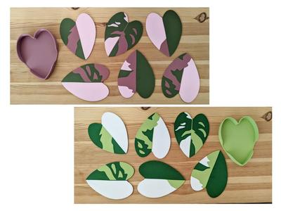 Philodendron pink/white princess coasters