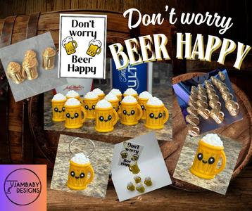 Don't Worry, Beer Happy!! Emotional Support Beer Mug and Card