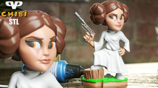 Princess Leia Chibi STL for 3D Printing ChibiSTL 3DXM