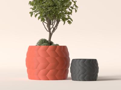 Plant Pot With Rope Look Texture. Modern Planter