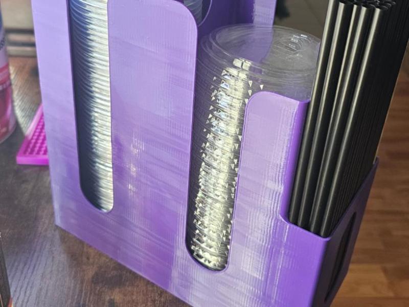 Cup, lid and straw holder