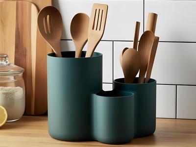Modern kitchen utensil holder with three cups