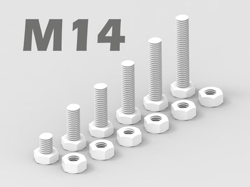 M14 Bolt and Nut - 6 variations / Tolerance Test /
