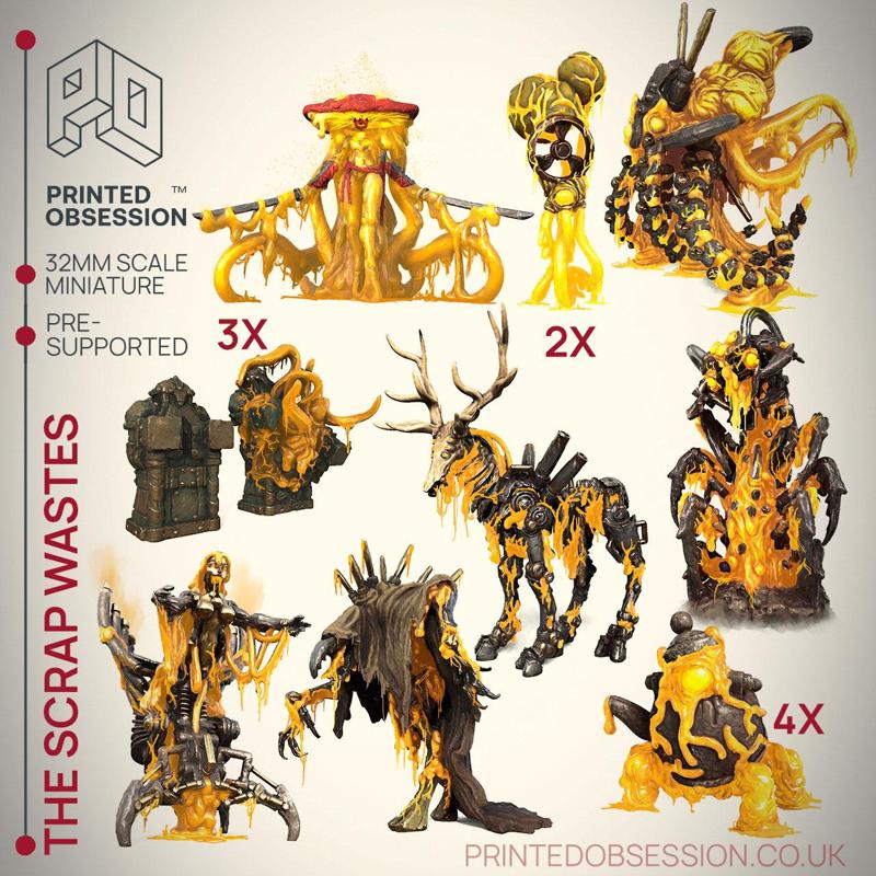Scrap Waste Creatures - 15 Models - PRESUPPORTED - 32mm Scale