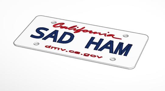 Sad Ham Radio Operator Licence Plate - CA