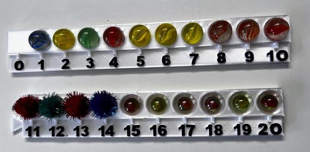Marble number line 1 - 10 and 11 - 20