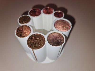 Euro coin holder + Lid + Funnel in 60mm