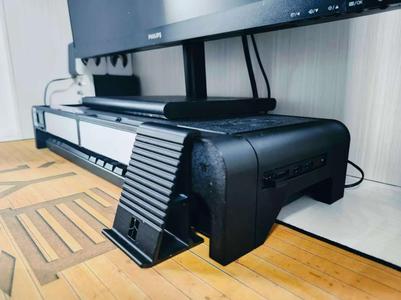 Smart Monitor Riser - with USB ports, wireless charging, power switch, temperature and humidity display, storage, phone holder, and more