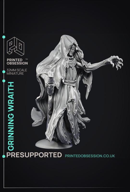 The Grinning Wraith - Ghost Knight - PRESUPPORTED - Illustrated and Stats - 32mm scale 