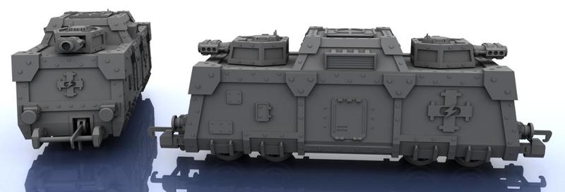 OO Train - Warhammer Style - 2 Cannon Battle Rig