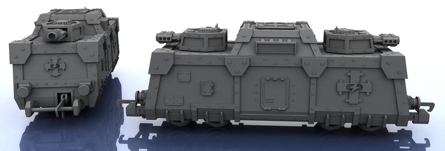 OO Train - Warhammer Style - 2 Cannon Battle Rig