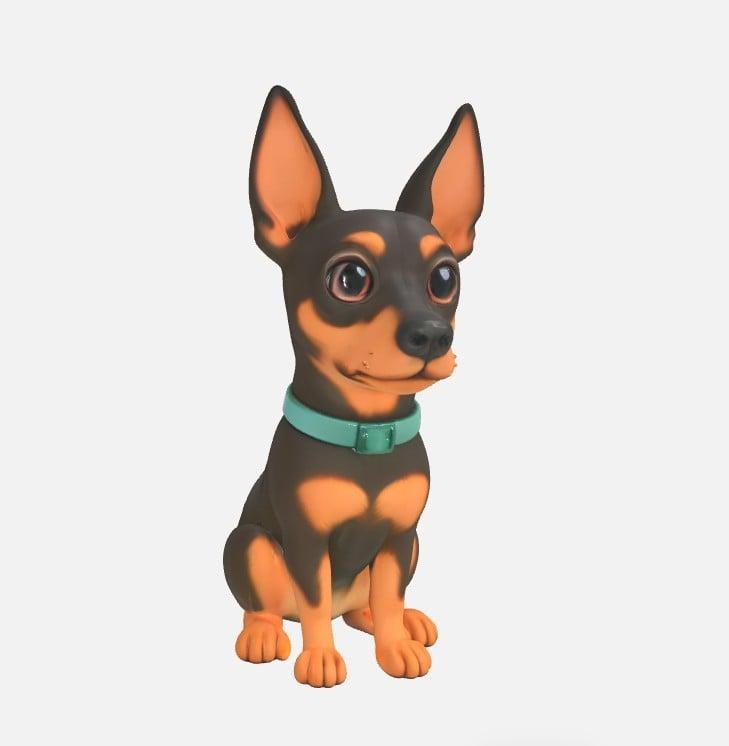 3D Miniature Pinscher Dog Figure 