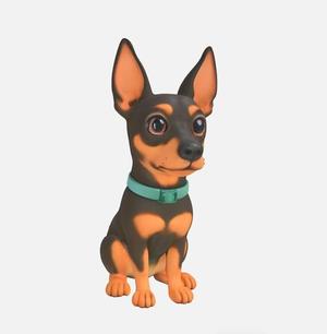 3D Miniature Pinscher Dog Figure 