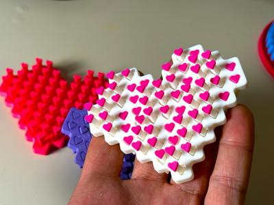 Pop Pin Heart Pixel Fidget - Print in Place