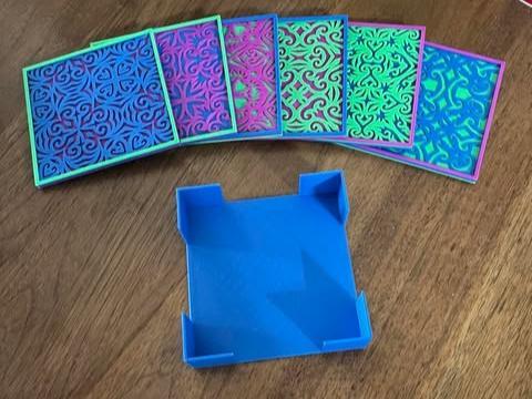 Decorative coaster set with holder