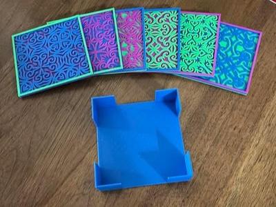 Decorative coaster set with holder