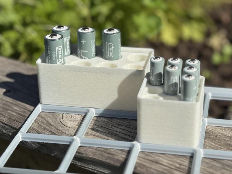 Gridfinity AA/AAA battery boxes for rechargeable batteries